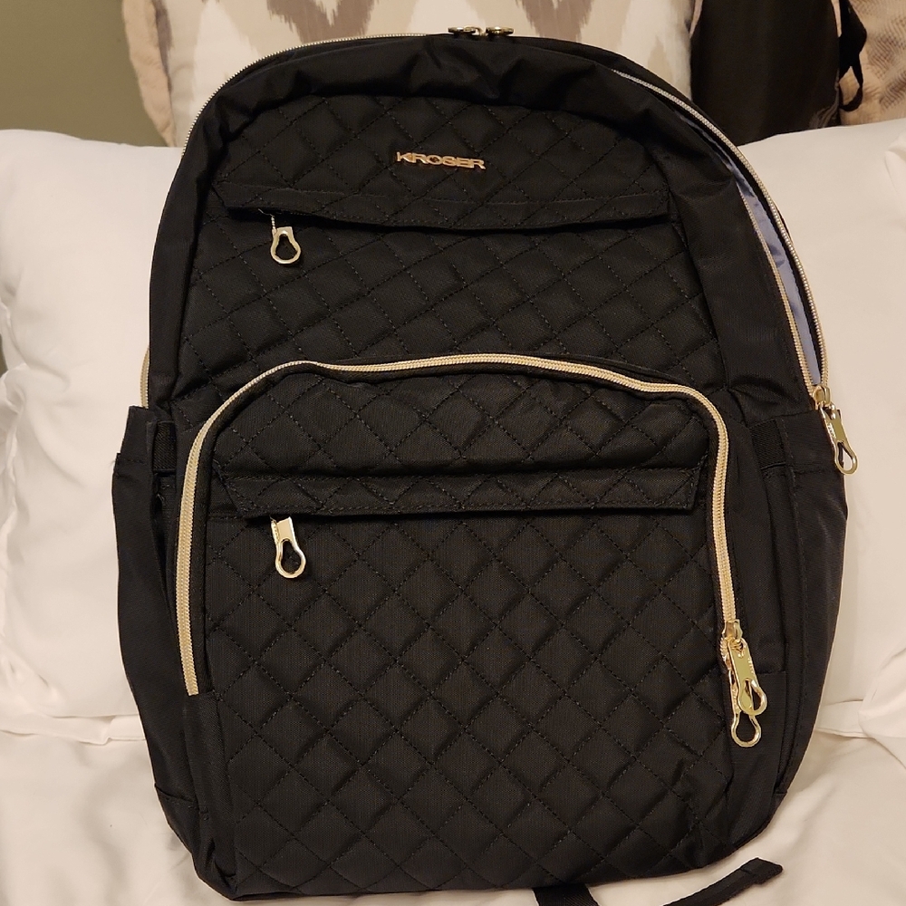 KROSER Black Quilted Backpack for Women